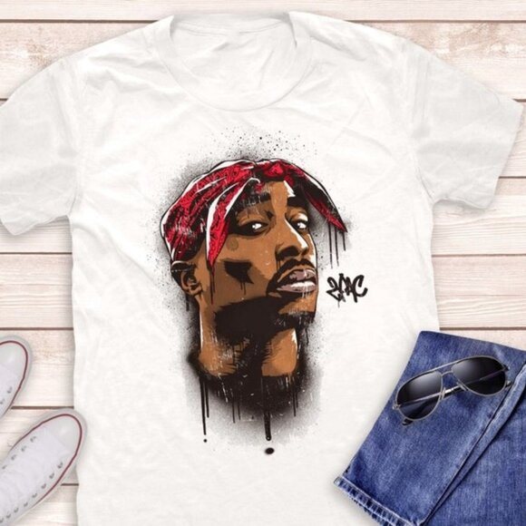 2Pac Tupac Graffiti T-shirt, 2Pac Shakur Shirts, Hip Hop T-shirts, Rap Music - Picture 1 of 4